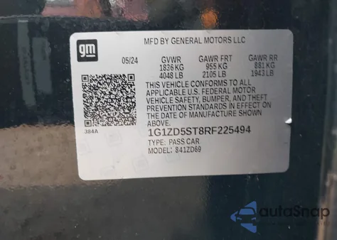 2024 Chevrolet Malibu Fwd 1Lt из США, поврежденный, VIN 1G1ZD5ST8RF225494